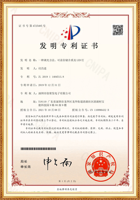 Invention Patent Certificate